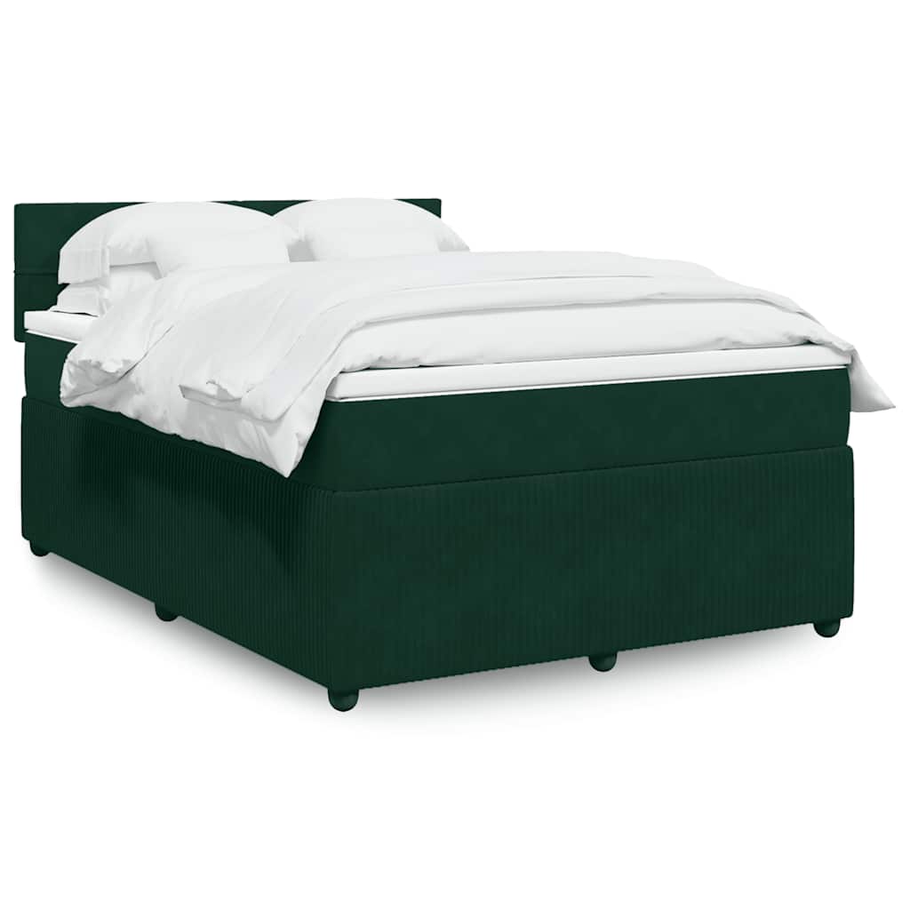 Giroletto a Molle con Materasso Verde Scuro 140x200 cm Velluto