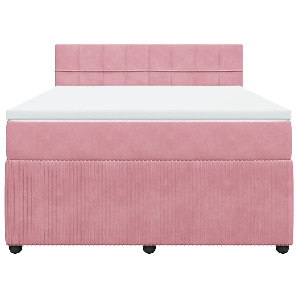 Giroletto a Molle con Materasso Rosa 140x200 cm in Velluto