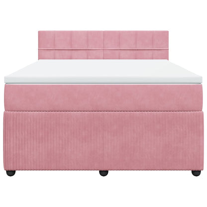 Giroletto a Molle con Materasso Rosa 140x200 cm in Velluto