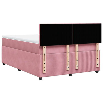 Giroletto a Molle con Materasso Rosa 140x200 cm in Velluto
