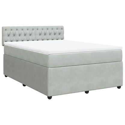 Giroletto a Molle con Materasso Grigio Chiaro 140x200cm Velluto