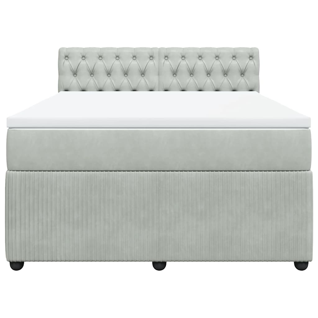 Giroletto a Molle con Materasso Grigio Chiaro 140x200cm Velluto
