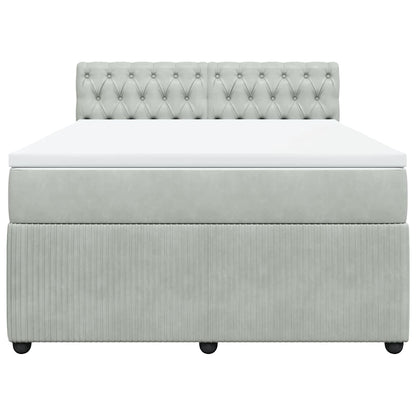 Giroletto a Molle con Materasso Grigio Chiaro 140x200cm Velluto