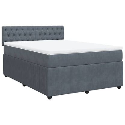 Giroletto a Molle con Materasso Grigio Scuro 140x200 cm Velluto