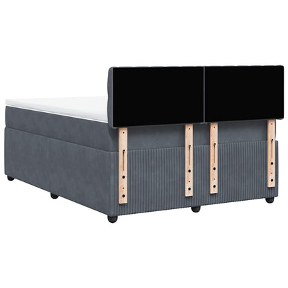 Giroletto a Molle con Materasso Grigio Scuro 140x200 cm Velluto