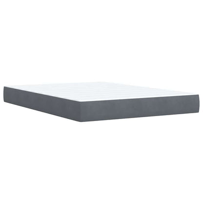 Giroletto a Molle con Materasso Grigio Scuro 140x200 cm Velluto