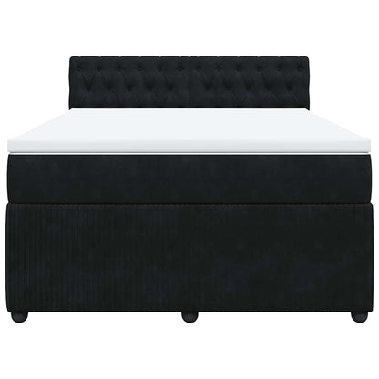 Giroletto a Molle con Materasso Nero 140x200 cm in Velluto - homemem39