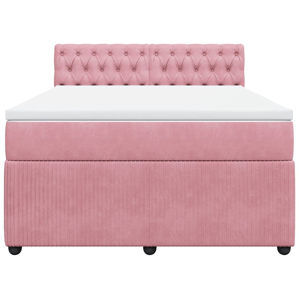 Giroletto a Molle con Materasso Rosa 140x200 cm in Velluto | homemem39