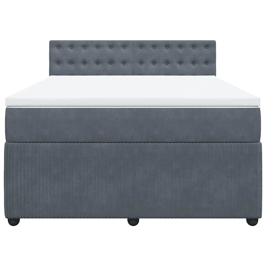 Giroletto a Molle con Materasso Grigio Scuro 140x200 cm Velluto
