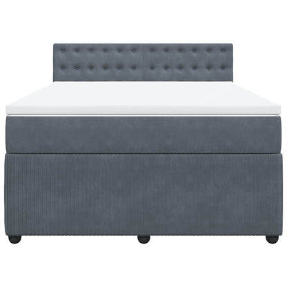 Giroletto a Molle con Materasso Grigio Scuro 140x200 cm Velluto