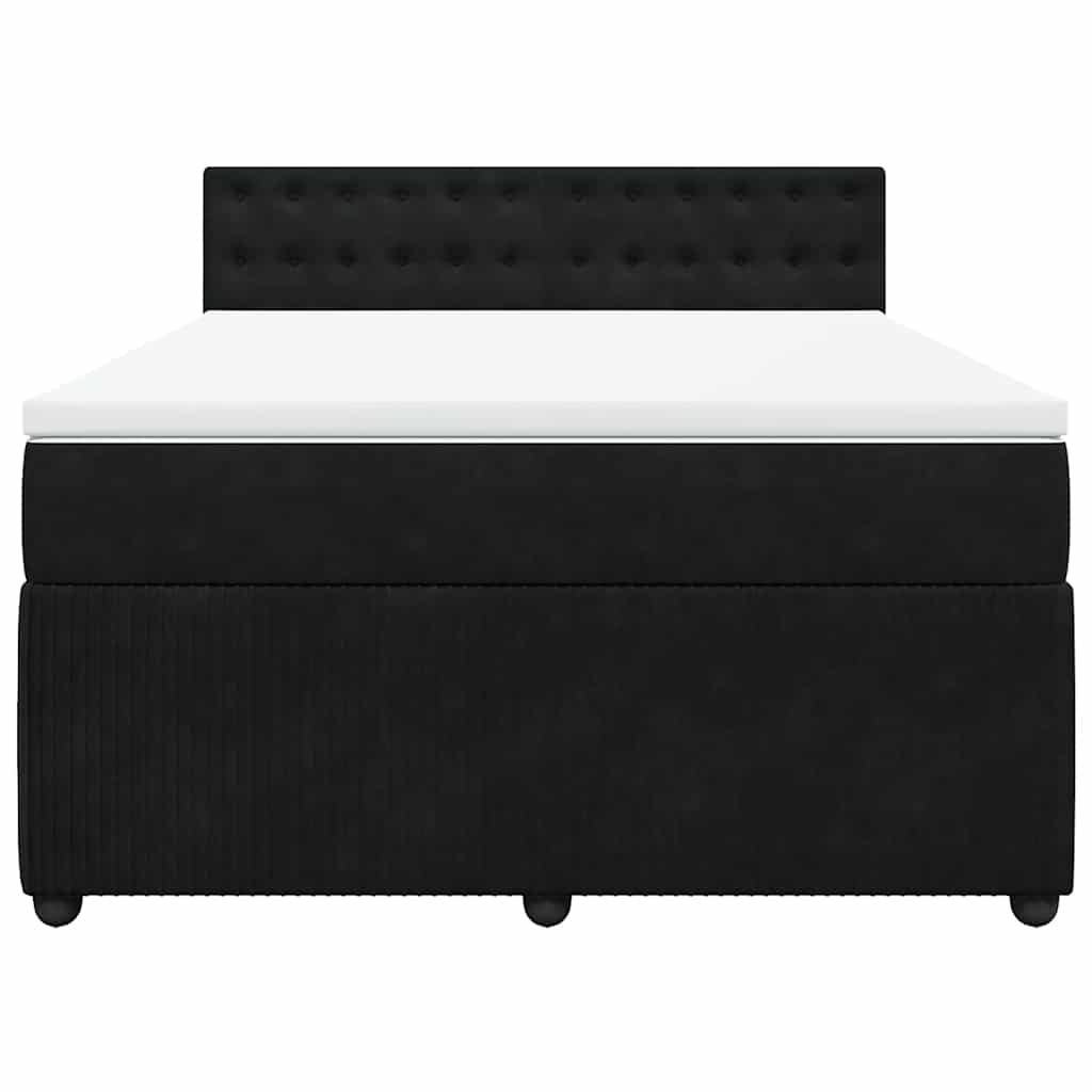 Giroletto a Molle con Materasso Nero 140x200 cm in Velluto