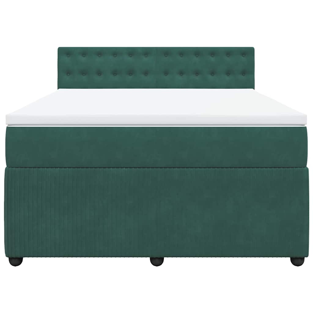 Giroletto a Molle con Materasso Verde Scuro 140x200 cm Velluto - homemem39