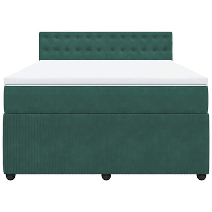 Giroletto a Molle con Materasso Verde Scuro 140x200 cm Velluto - homemem39