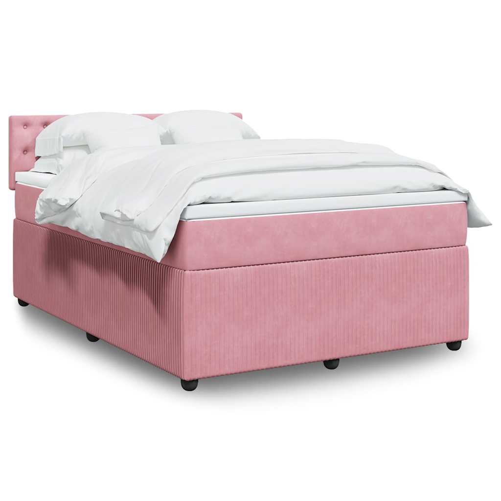 Giroletto a Molle con Materasso Rosa 140x200 cm in Velluto