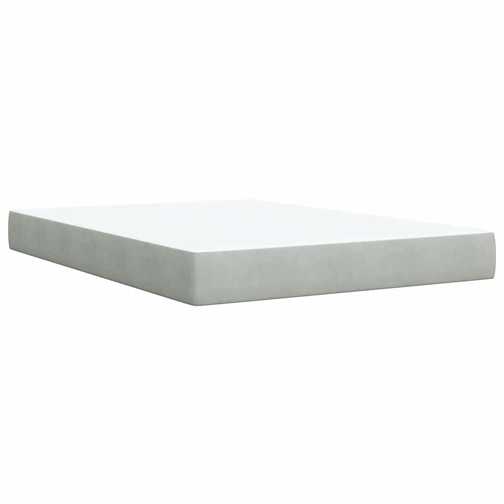 Giroletto a Molle con Materasso Grigio Chiaro 160x200cm Velluto