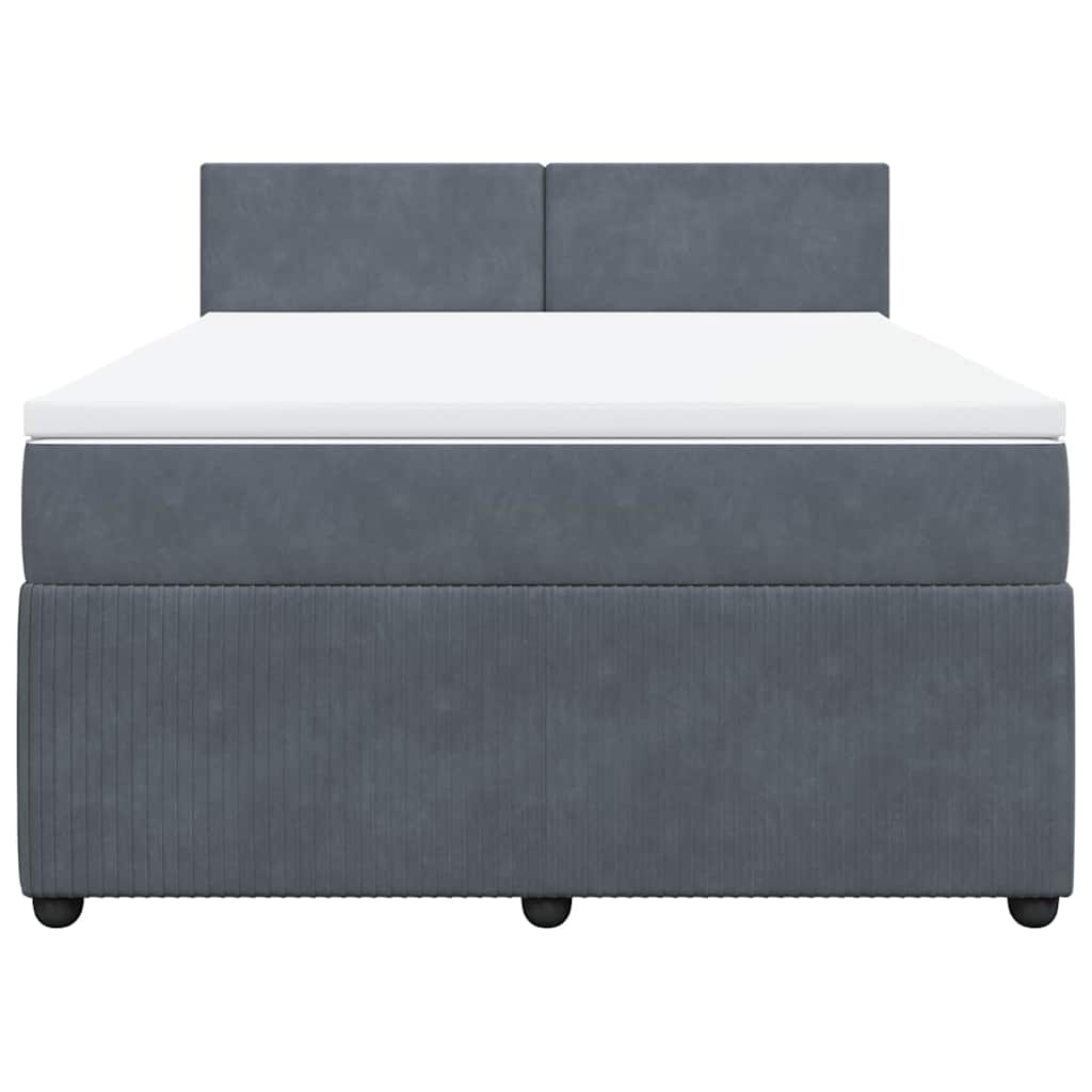 Giroletto a Molle con Materasso Grigio Scuro 160x200 cm Velluto