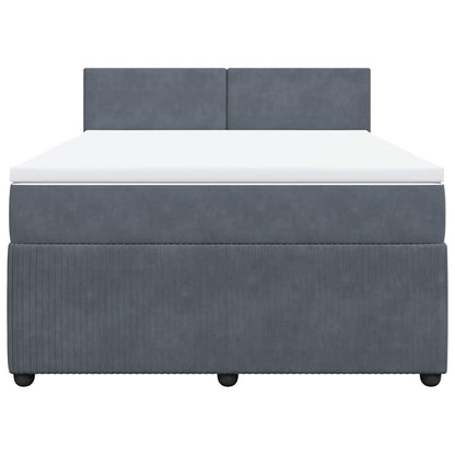 Giroletto a Molle con Materasso Grigio Scuro 160x200 cm Velluto