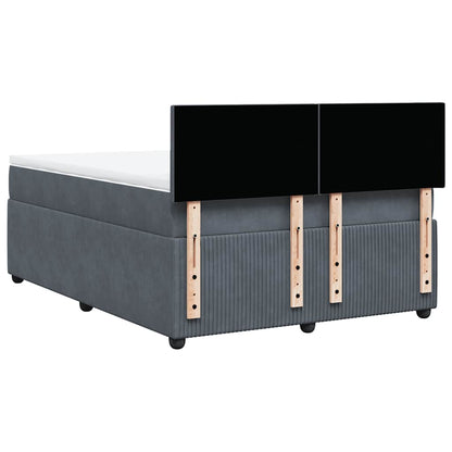 Giroletto a Molle con Materasso Grigio Scuro 160x200 cm Velluto