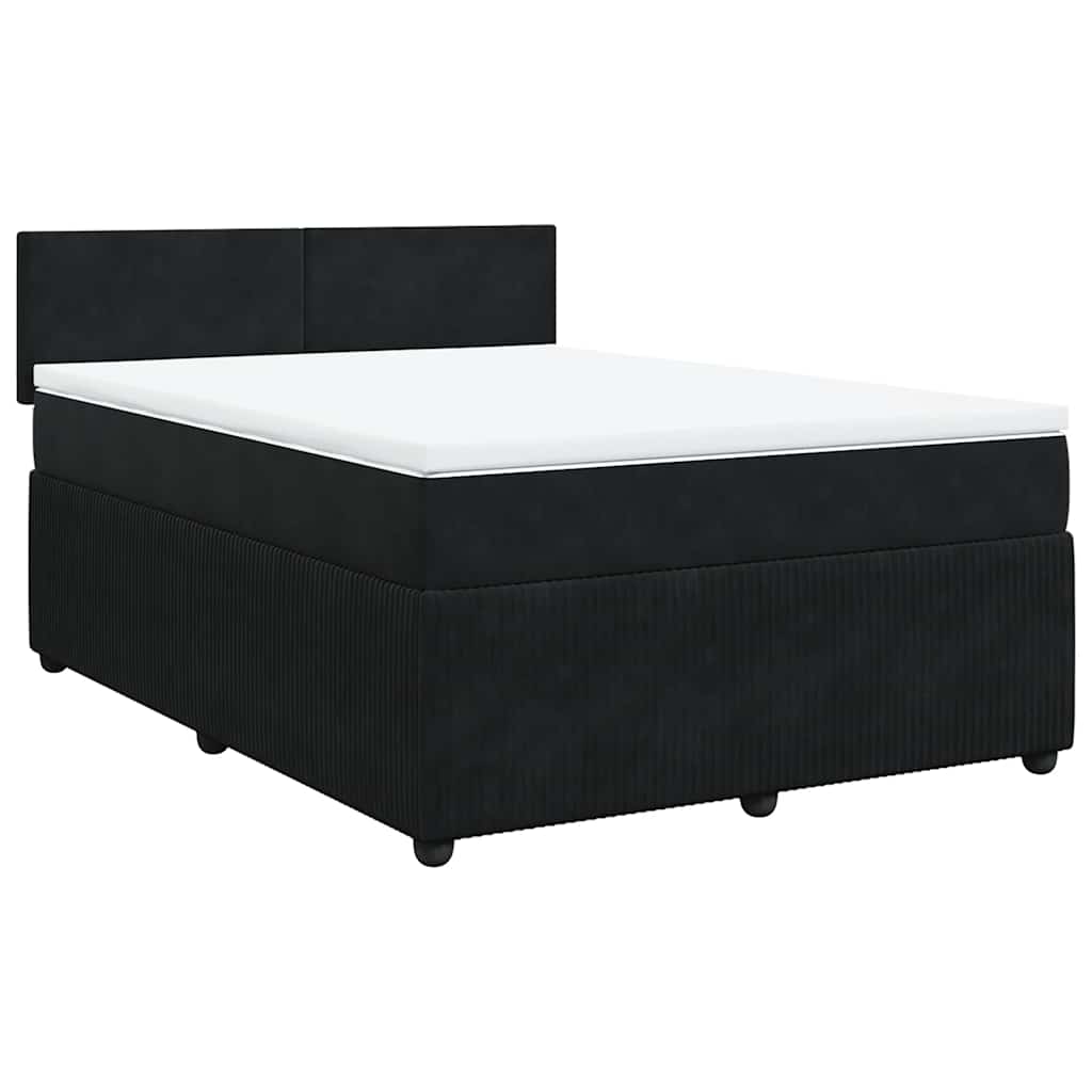 Giroletto a Molle con Materasso Nero 160x200 cm in Velluto