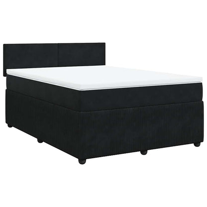 Giroletto a Molle con Materasso Nero 160x200 cm in Velluto