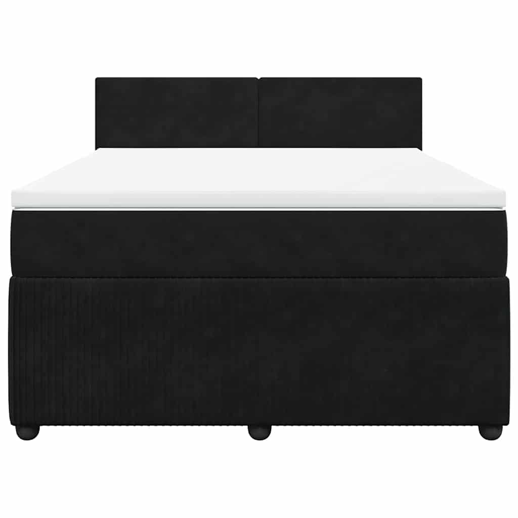 Giroletto a Molle con Materasso Nero 160x200 cm in Velluto