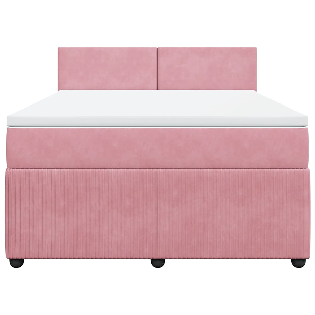Giroletto a Molle con Materasso Rosa 160x200 cm in Velluto
