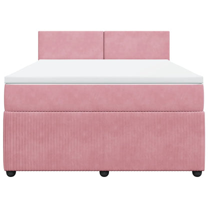 Giroletto a Molle con Materasso Rosa 160x200 cm in Velluto