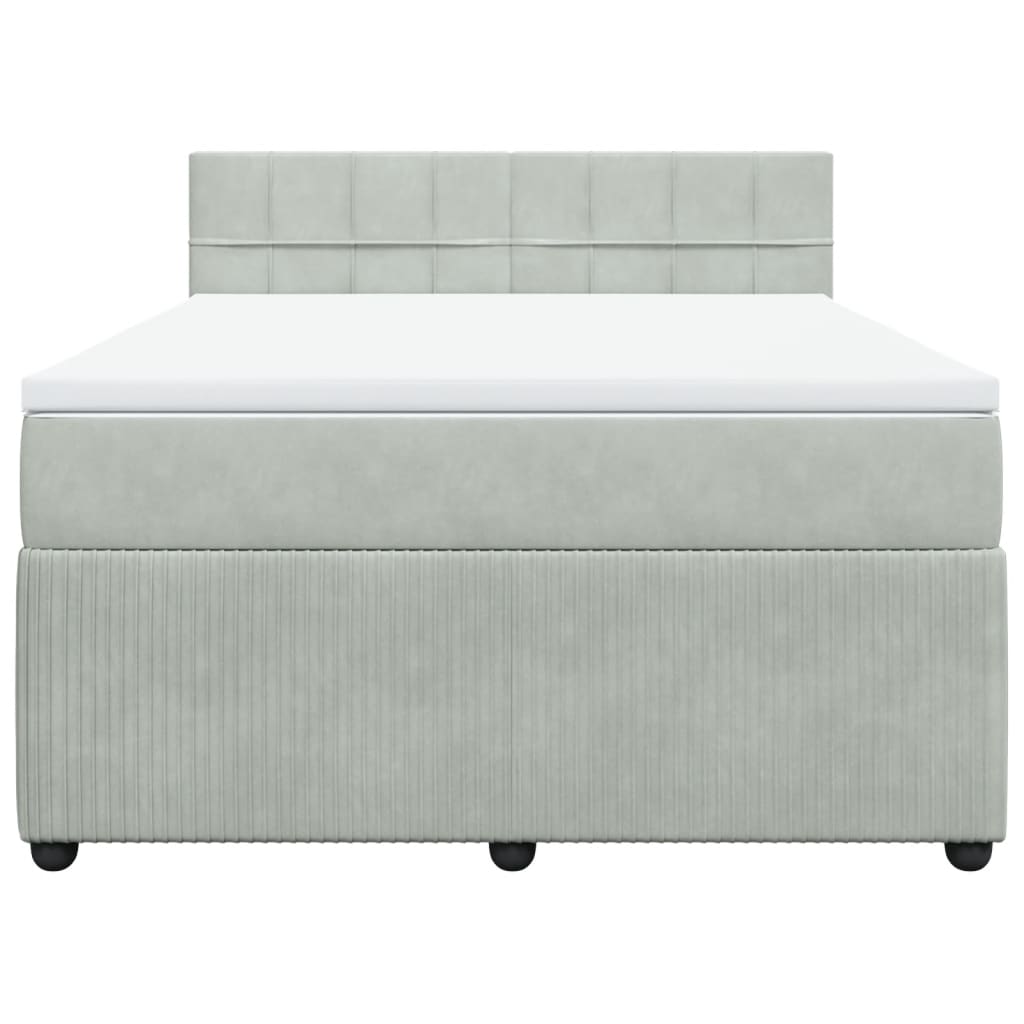 Giroletto a Molle con Materasso Grigio Chiaro 160x200cm Velluto