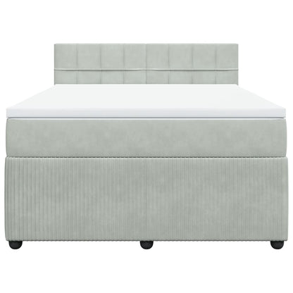 Giroletto a Molle con Materasso Grigio Chiaro 160x200cm Velluto