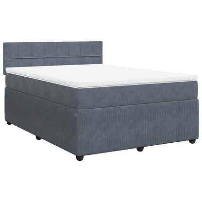 Giroletto a Molle con Materasso Grigio Scuro 160x200 cm Velluto