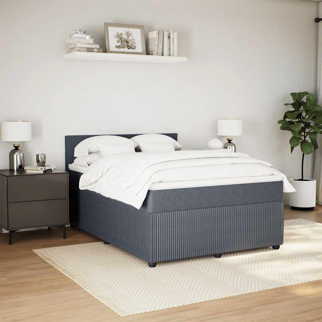 Giroletto a Molle con Materasso Grigio Scuro 160x200 cm Velluto