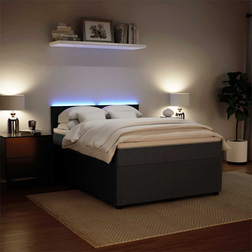 Giroletto a Molle con Materasso Grigio Scuro 160x200 cm Velluto - homemem39