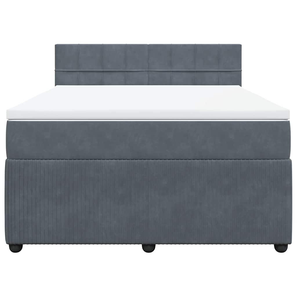 Giroletto a Molle con Materasso Grigio Scuro 160x200 cm Velluto