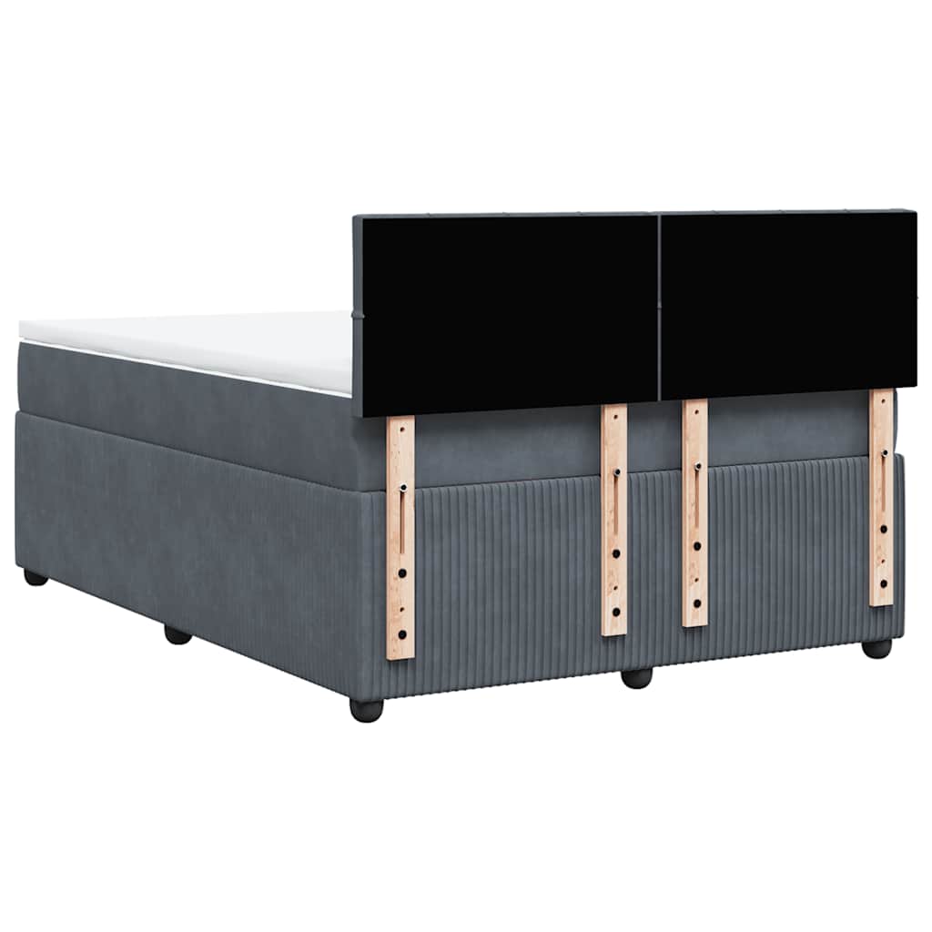 Giroletto a Molle con Materasso Grigio Scuro 160x200 cm Velluto