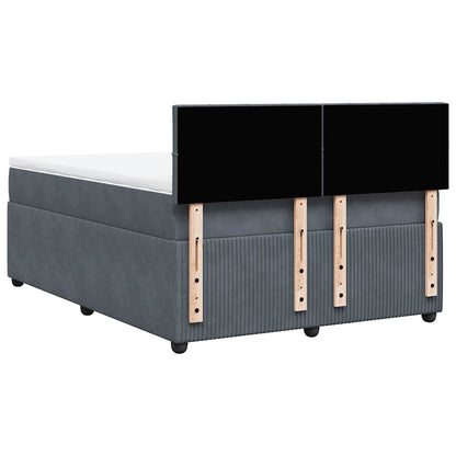 Giroletto a Molle con Materasso Grigio Scuro 160x200 cm Velluto