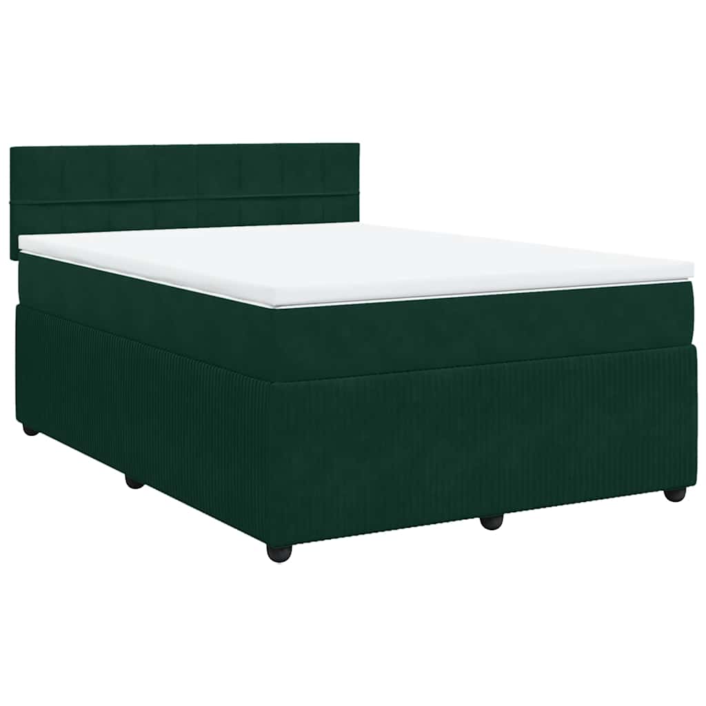 Giroletto a Molle con Materasso Verde Scuro 160x200 cm Velluto