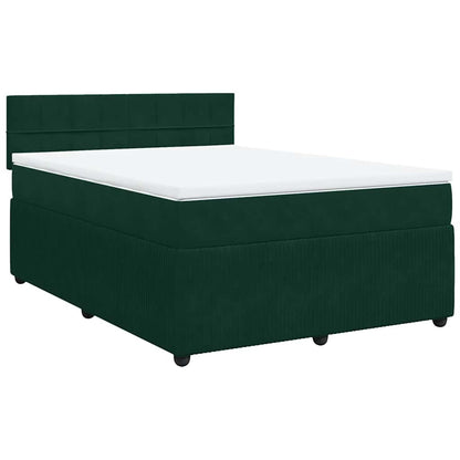 Giroletto a Molle con Materasso Verde Scuro 160x200 cm Velluto