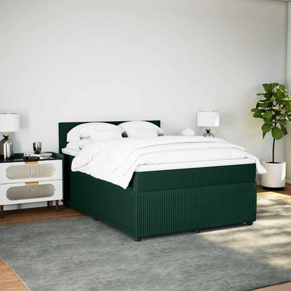 Giroletto a Molle con Materasso Verde Scuro 160x200 cm Velluto