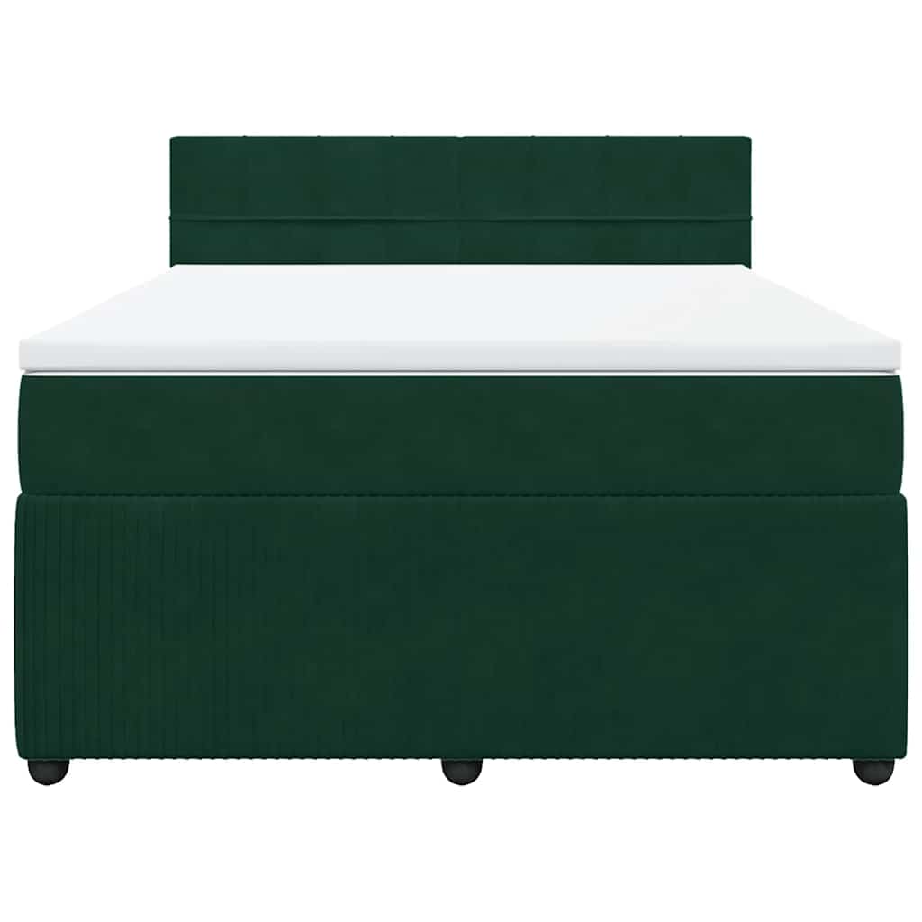 Giroletto a Molle con Materasso Verde Scuro 160x200 cm Velluto