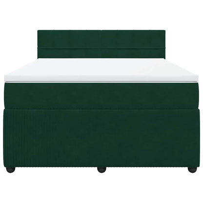 Giroletto a Molle con Materasso Verde Scuro 160x200 cm Velluto