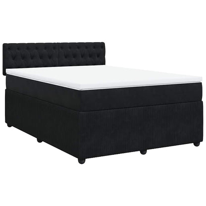 Giroletto a Molle con Materasso Nero 160x200 cm in Velluto
