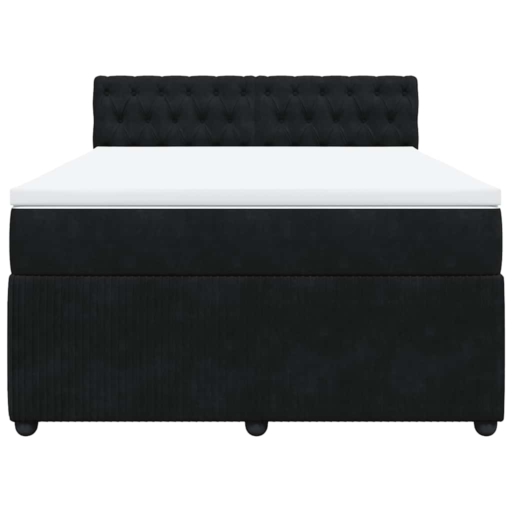 Giroletto a Molle con Materasso Nero 160x200 cm in Velluto