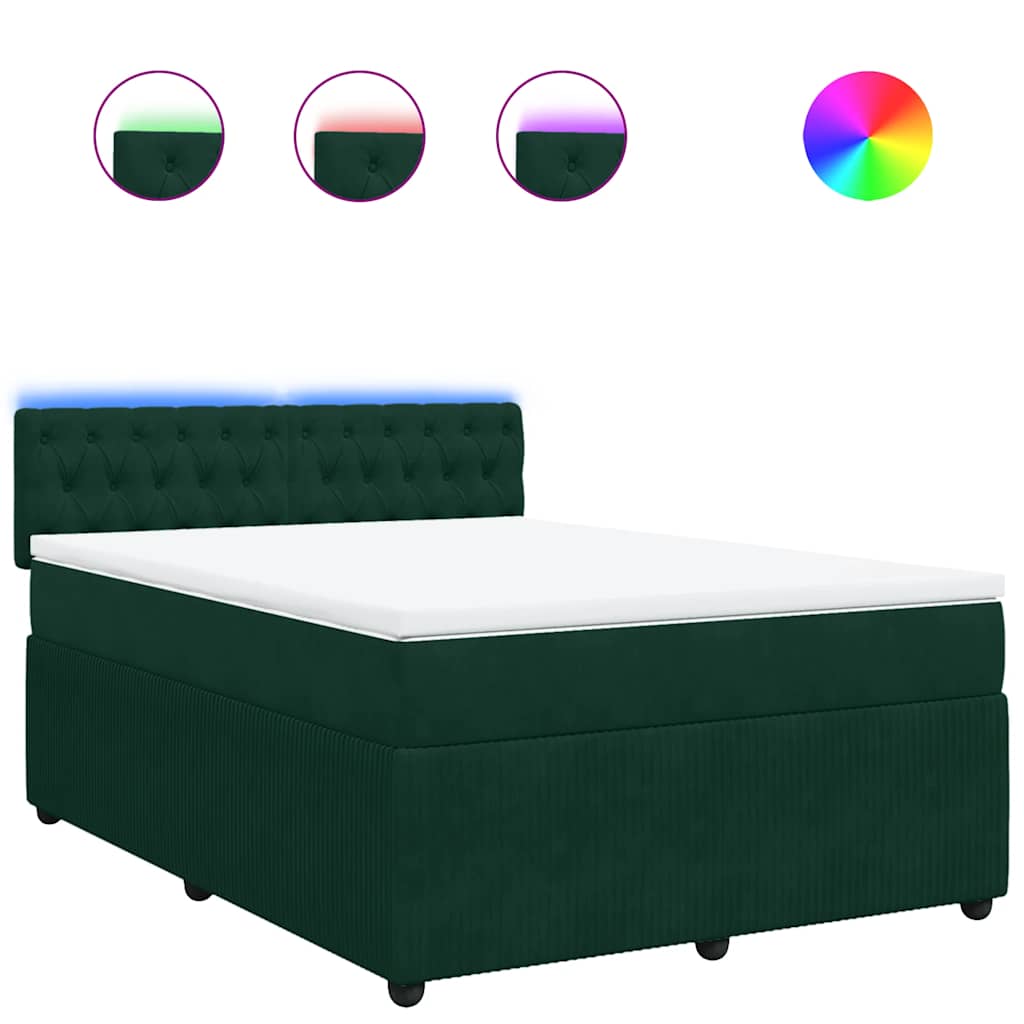 Giroletto a Molle con Materasso Verde Scuro 160x200 cm Velluto