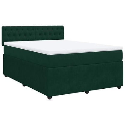 Giroletto a Molle con Materasso Verde Scuro 160x200 cm Velluto