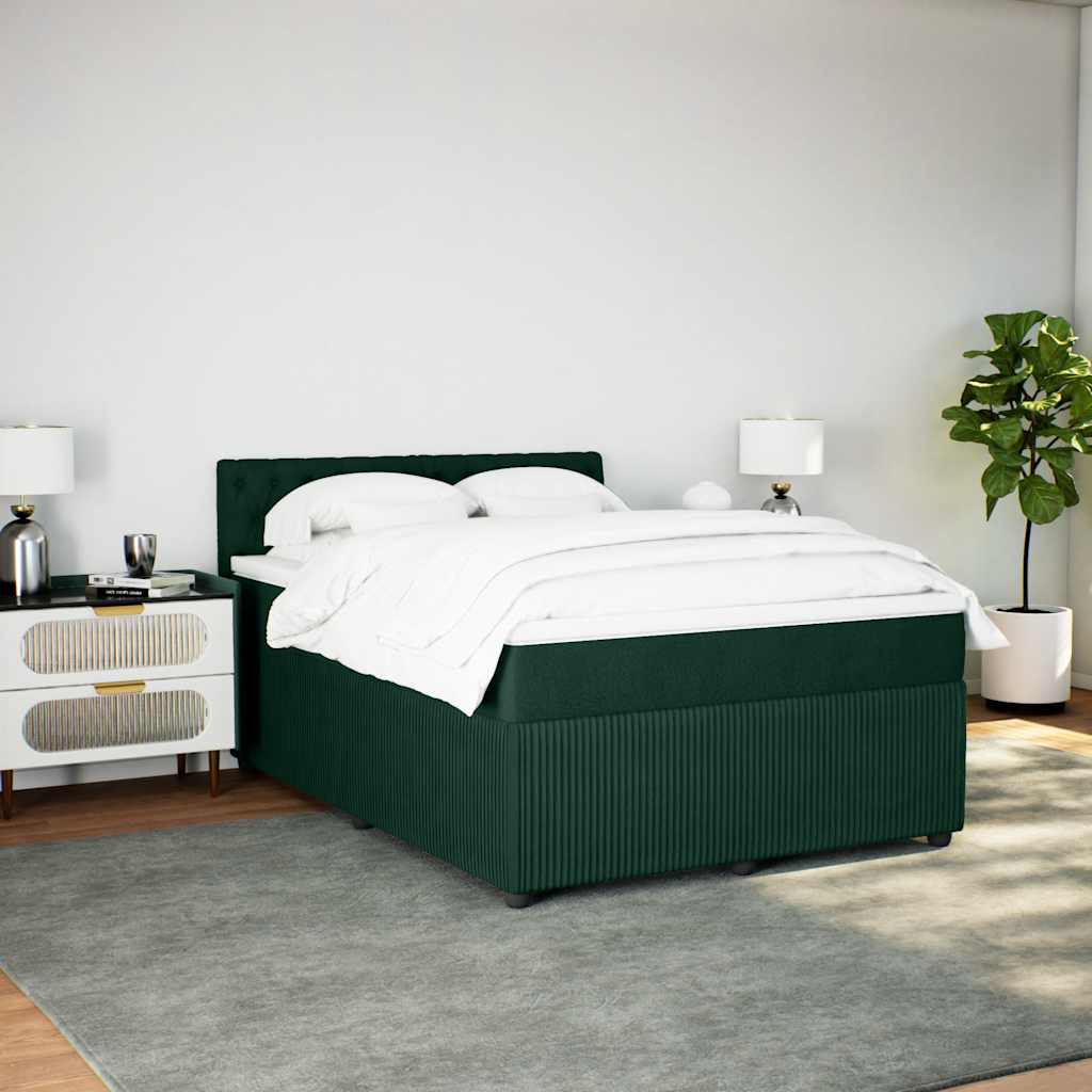 Giroletto a Molle con Materasso Verde Scuro 160x200 cm Velluto