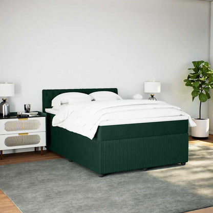 Giroletto a Molle con Materasso Verde Scuro 160x200 cm Velluto