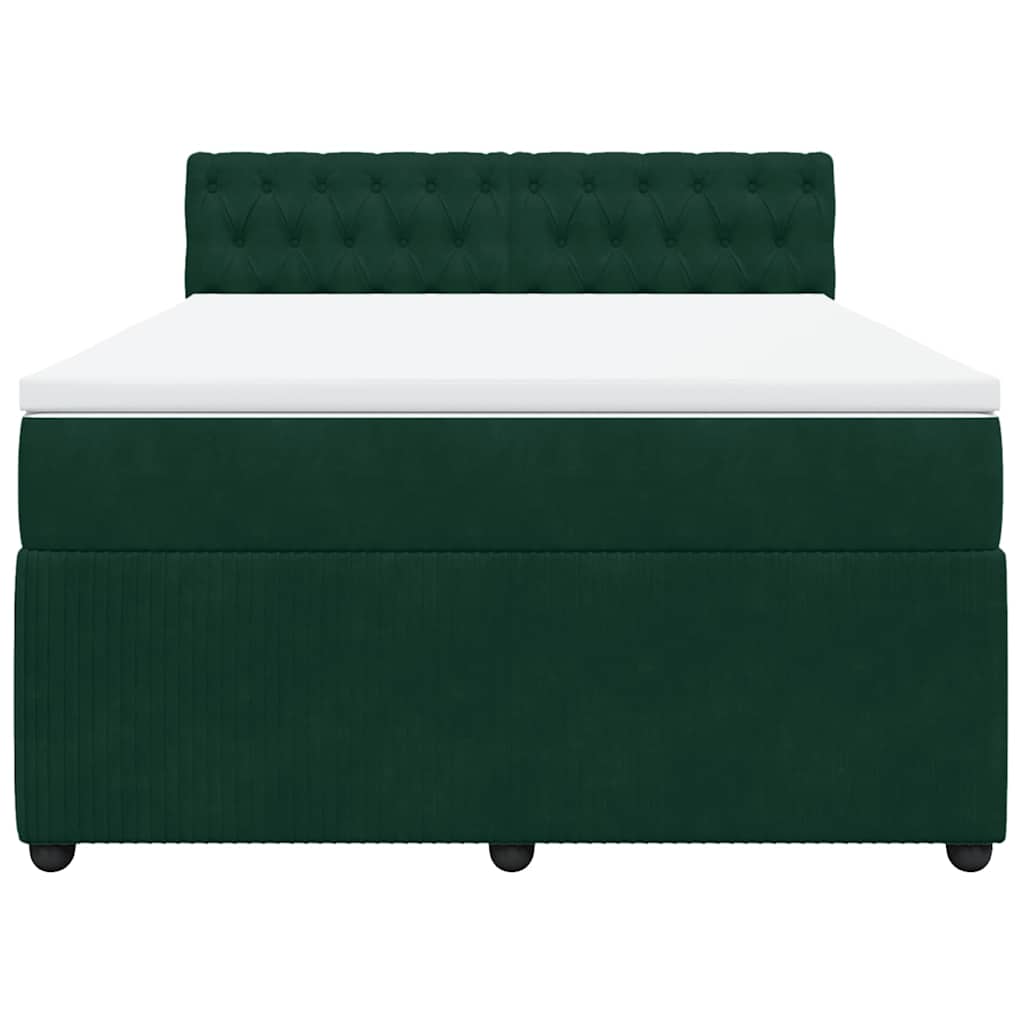 Giroletto a Molle con Materasso Verde Scuro 160x200 cm Velluto