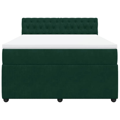 Giroletto a Molle con Materasso Verde Scuro 160x200 cm Velluto