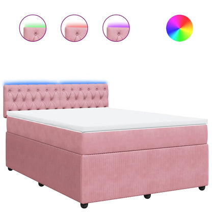 Giroletto a Molle con Materasso Rosa 160x200 cm in Velluto