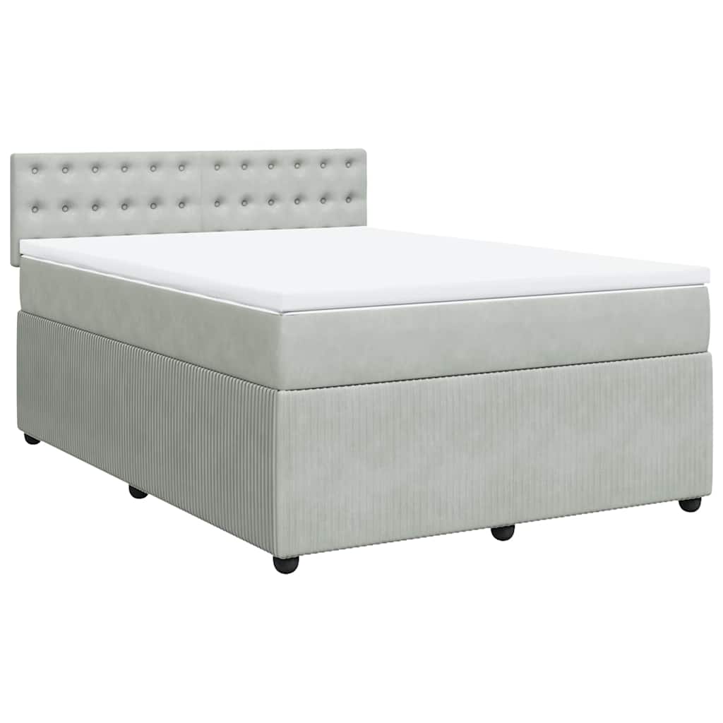 Giroletto a Molle con Materasso Grigio Chiaro 160x200cm Velluto